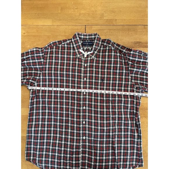 RALPH LAUREN Shirt Mens XL Blake Two-Ply Cotton Plaid Button Down Green Blue Red - Picture 4 of 5